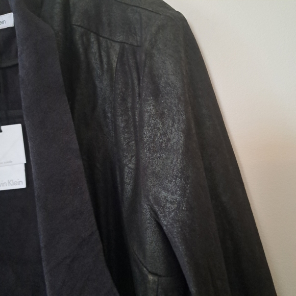 Calvin Klein Moto faux-suede draped Jacket - Picture 4 of 7